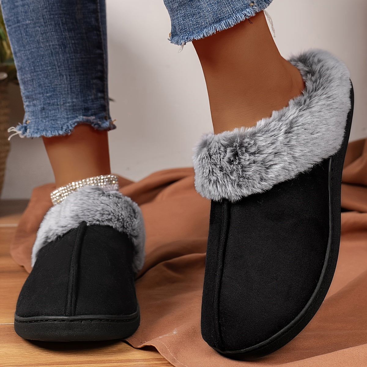 CozyPlus Slippers - Ultra-Soft, Plush Lined, Non-Slip, Closed-Toe, Flat Sole, Warm, and Fuzzy Winter Shoes for Home - Soft, Gentle, and Comfortable Footwear for Cold Weather
